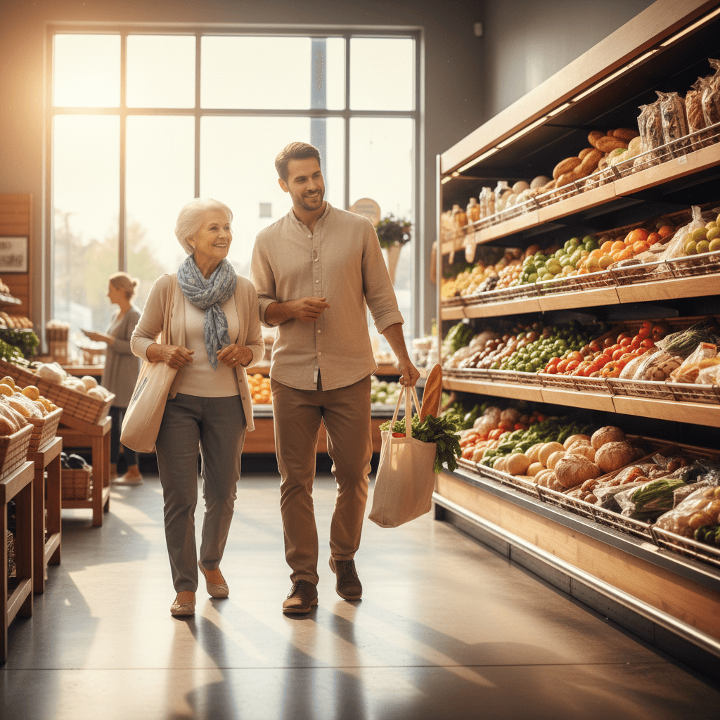 Elderly person and caregiver walking together
